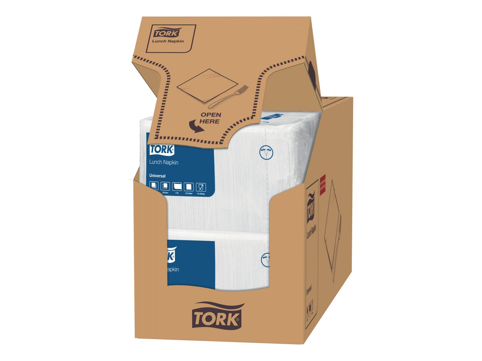 Serwetki Tork 33x33 509300 Biała Lunchowa Karton 4000 serwetek (8 x 500) Składana 1/4
